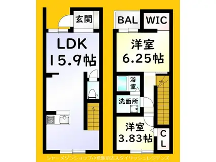 N-TERRACE黄金町(2LDK/1階)の間取り写真