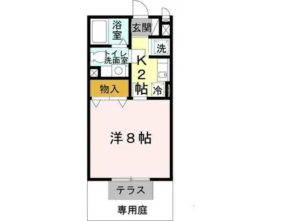 ヴェルドミールII(1K/1階)の間取り写真