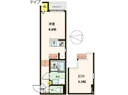 プライム山手コート(1K/1階)の間取り写真