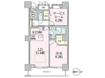 ロイヤルパークスタワー南千住(1SLDK/29階)の間取り写真