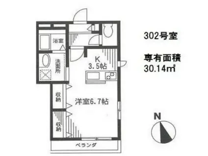スプリング メロディー(ワンルーム/3階)の間取り写真