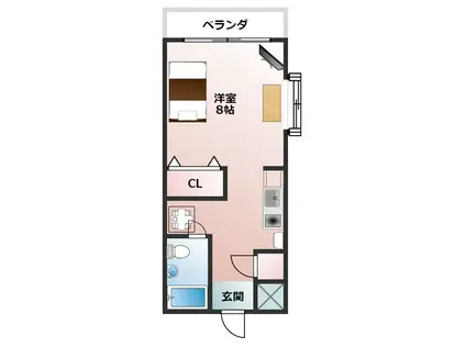 ポートビュー泊(ワンルーム/3階)の間取り写真