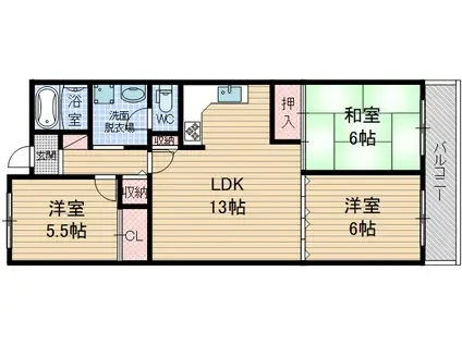 クレール(3LDK/2階)の間取り写真
