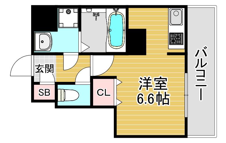 ベクス福島(ワンルーム/8階)の間取り写真