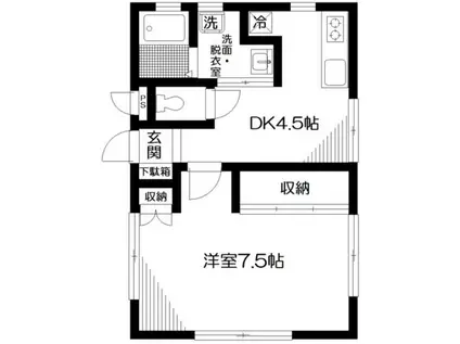 ストーン目黒(1DK/1階)の間取り写真