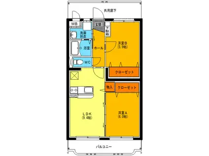 ユーミーSAUN(2LDK/2階)の間取り写真