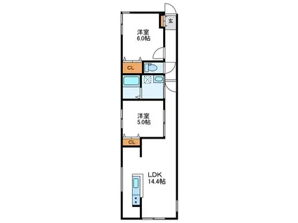 PARMA パルマ(2LDK/4階)の間取り写真