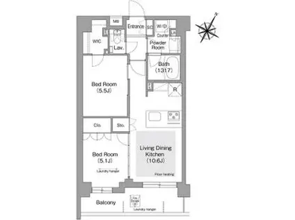 コンフォリア・リヴ文京護国寺(2LDK/4階)の間取り写真