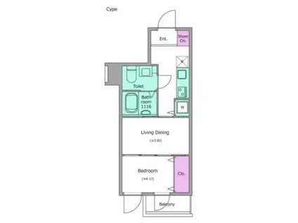 コルティーレ上北沢(2K/2階)の間取り写真