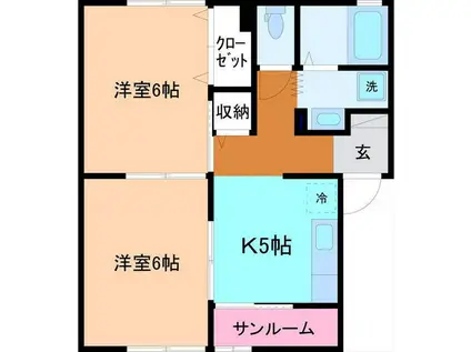 セシリヤ西(2K/2階)の間取り写真