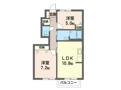 ペガサス D(2LDK/1階)の間取り写真