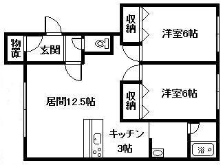 キャロルI.II(2LDK/1階)の間取り写真