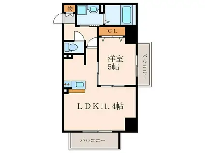 ファーストエフレシア杭瀬本町(1LDK/1階)の間取り写真