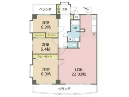 プレステージロイヤルハウス(3LDK/2階)の間取り写真