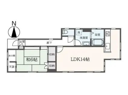 ヴェルシェ中丸子(1LDK/1階)の間取り写真