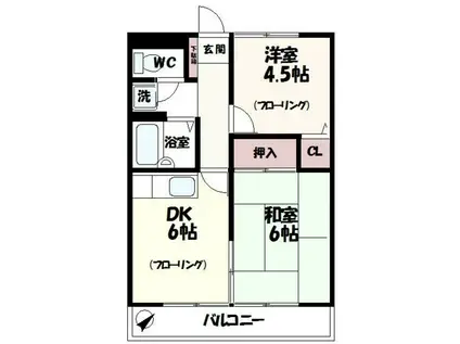 メロウレジデンス(2DK/1階)の間取り写真