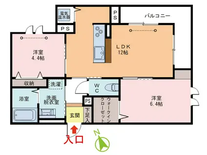 グラン手寄(2LDK/3階)の間取り写真