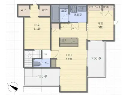 グラン・リュミエール(2LDK/2階)の間取り写真