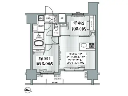 センテニアル王子神谷(2LDK/9階)の間取り写真