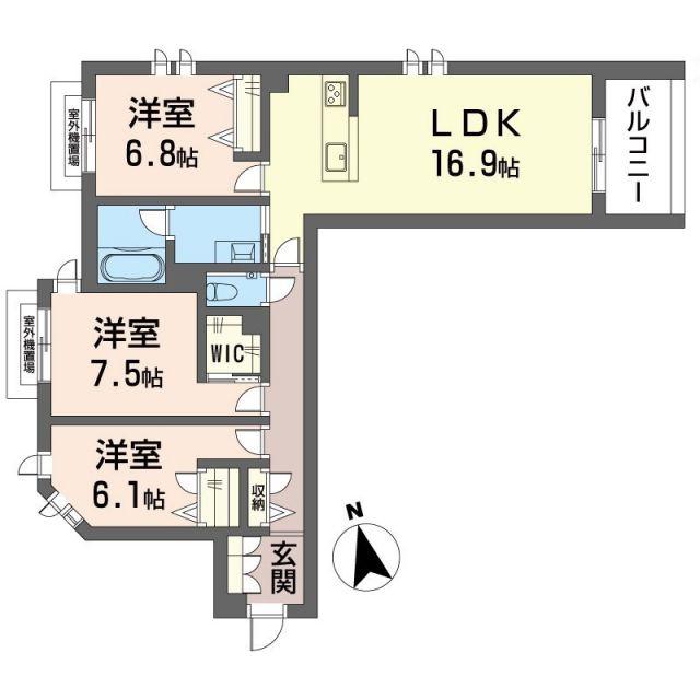 ウィズプラス大船(3LDK/4階)の間取り写真