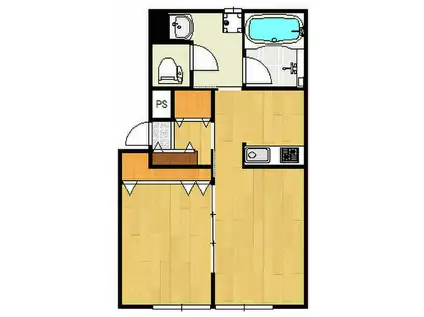 グリーンパーク根岸B棟(1LDK/1階)の間取り写真