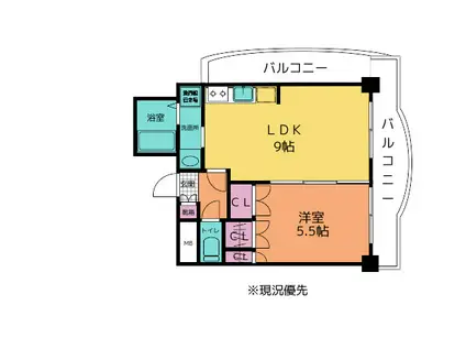ロイヤルセンターBLD(1LDK/3階)の間取り写真