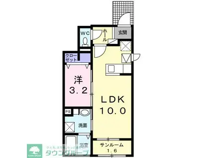エクシード II(1LDK/1階)の間取り写真