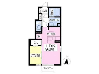 メゾンベールSATOU B(1LDK/1階)の間取り写真