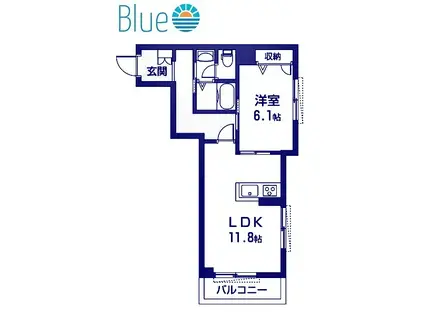 グランメルヴェイユ藤沢(1LDK/2階)の間取り写真