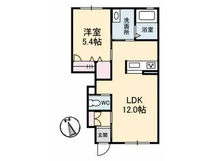 アプリコット II(1LDK/1階)の間取り写真