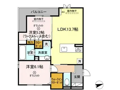 グリーンカーサ祇園(2LDK/1階)の間取り写真