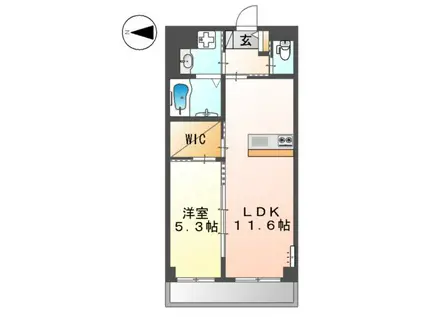 LAKIA DUE (1LDK/3階)の間取り写真