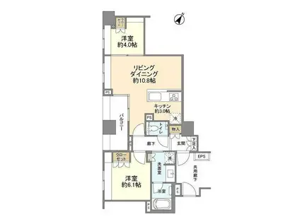 ザ・パークハウス水天宮(2LDK/6階)の間取り写真