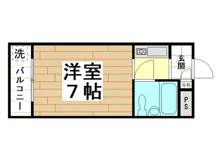 ハイツ當里家パートII(1K/3階)の間取り写真