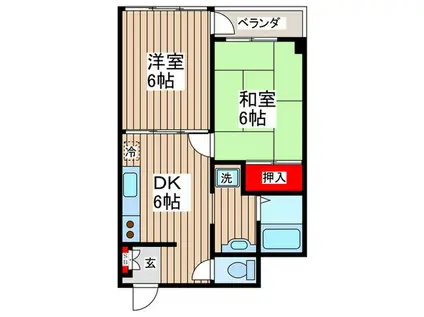 アルス立野岡(2DK/4階)の間取り写真