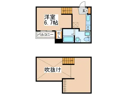 AFFITTO熊本駅南(1K/1階)の間取り写真