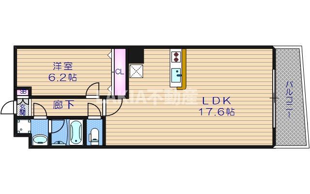 セレッソコート上本町イースト(1LDK/7階)の間取り写真