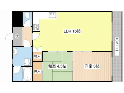 サニーヒル三越(2LDK/6階)の間取り写真