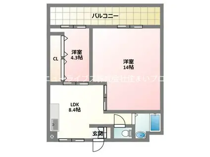 第1シャトーモリオカ(2LDK/1階)の間取り写真