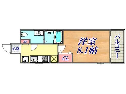 アドバンス三宮Ⅴソレイユ(1K/6階)の間取り写真