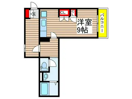 エスコートビル(ワンルーム/2階)の間取り写真