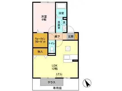 ロイヤル パークス(1LDK/1階)の間取り写真