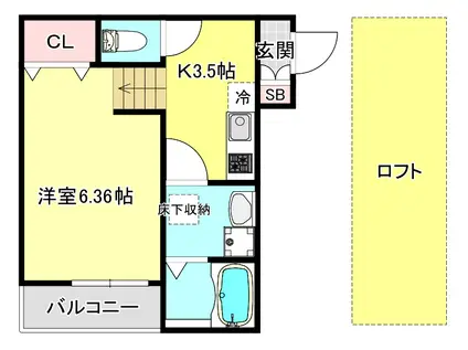 FSTYLE若江本町1号館(1K/2階)の間取り写真