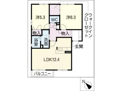 グリーン フラッツ(2LDK/1階)の間取り写真