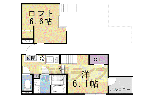 ハーモニーテラス東野八反畑町II(ワンルーム/2階)の間取り写真