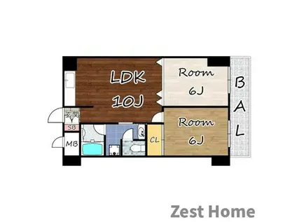 ロイヤルガーデン(2LDK/3階)の間取り写真