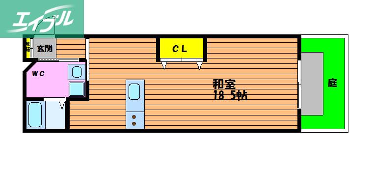 ラパルテール奉還町壱番館(ワンルーム/1階)の間取り写真