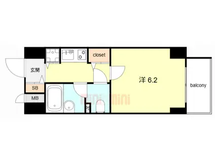 パラシオ塚本II(1K/10階)の間取り写真