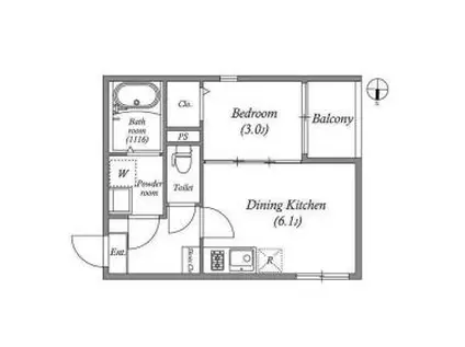 THECREST(1DK/1階)の間取り写真