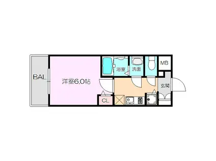 プレサンスOSAKA三国ネオス(1K/6階)の間取り写真